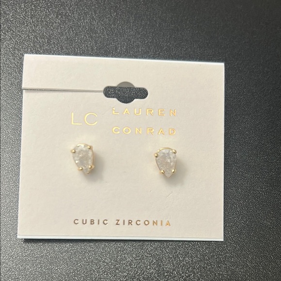 LC Lauren Conrad Gold Cubic Zirconia Earrings - Picture 1 of 4